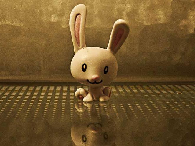 Digital rabbit in a empty room